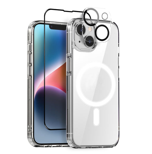 For iPhone 14 Plus NORTHJO 3 in 1 Magsafe Clear Phone Case with Screen Film + Rear Lens Film - HoMEdemic™ 