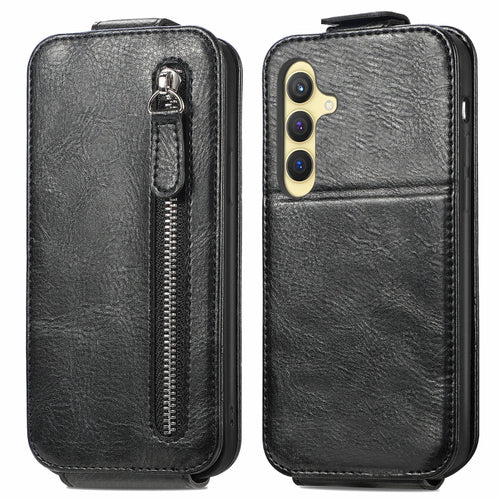 For Samsung Galaxy S24 5G Zipper Wallet Vertical Flip Leather Phone Case(Black) - HoMEdemic™ 