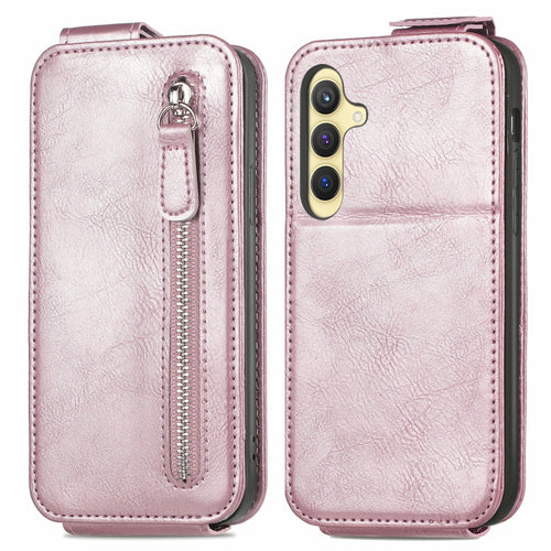 For Samsung Galaxy S24 5G Zipper Wallet Vertical Flip Leather Phone Case(Pink) - HoMEdemic™ 