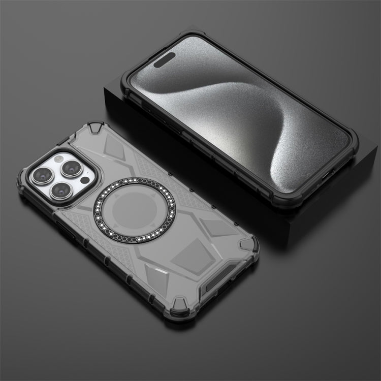 For iPhone 15 Pro Max MagSafe Armor Holder PC Hybrid TPU Phone Case(Black) - HoMEdemic™ 