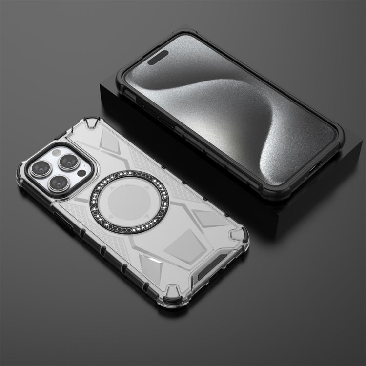 For iPhone 15 Pro Max MagSafe Armor Holder PC Hybrid TPU Phone Case(White) - HoMEdemic™ 