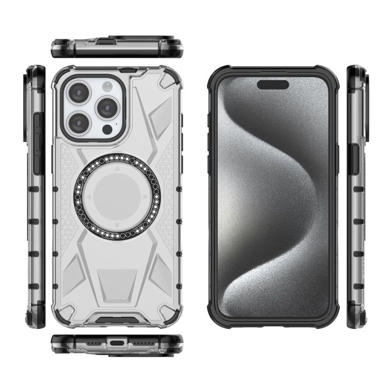 For iPhone 15 Pro Max MagSafe Armor Holder PC Hybrid TPU Phone Case(White) - HoMEdemic™ 
