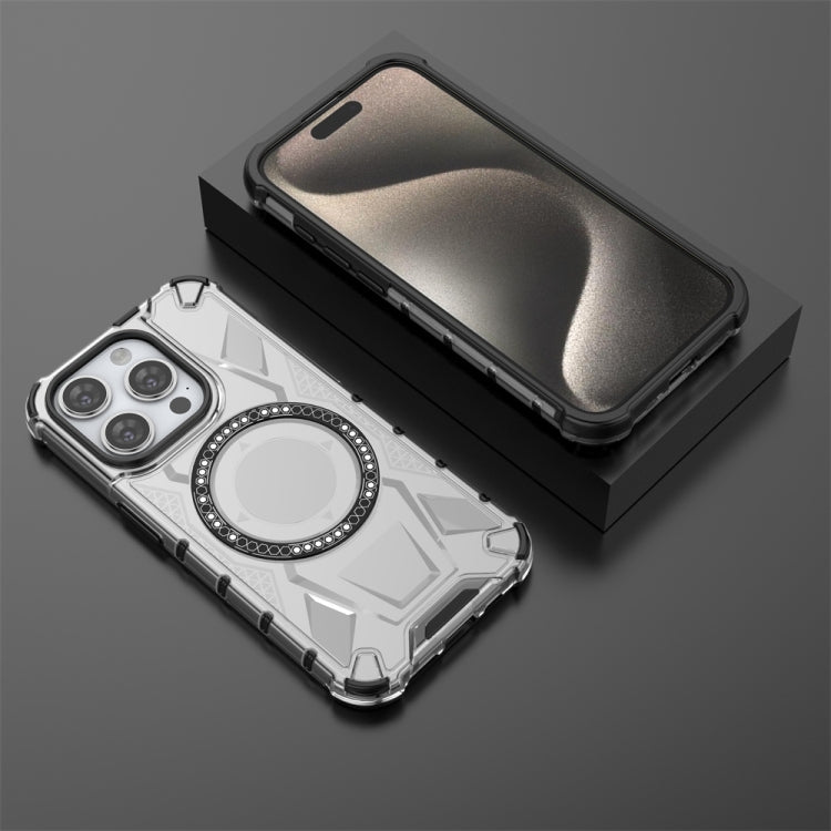 For iPhone 15 Pro MagSafe Armor Holder PC Hybrid TPU Phone Case(White) - HoMEdemic™ 