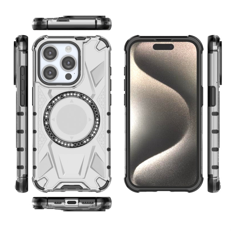 For iPhone 15 Pro MagSafe Armor Holder PC Hybrid TPU Phone Case(White) - HoMEdemic™ 