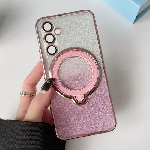 For Samsung Galaxy S24 5G  Rotation MagSafe Holder Gradient Glitter TPU Phone Case(Pink) - HoMEdemic™ 