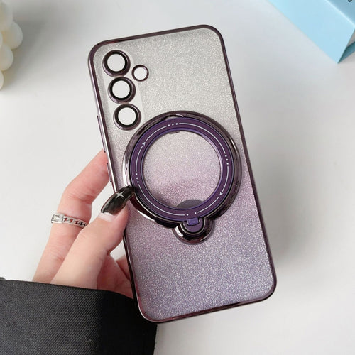 For Samsung Galaxy S24 5G  Rotation MagSafe Holder Gradient Glitter TPU Phone Case(Night Purple) - HoMEdemic™ 