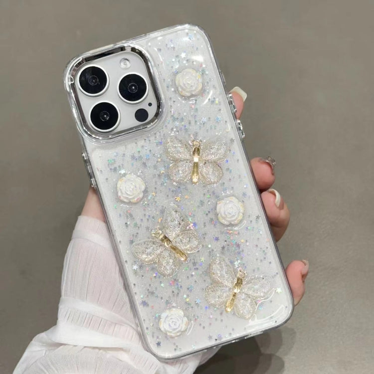 For iPhone 15 Pro Max Glitter 3D Butterfly TPU Phone Case(Gold) - HoMEdemic™ 
