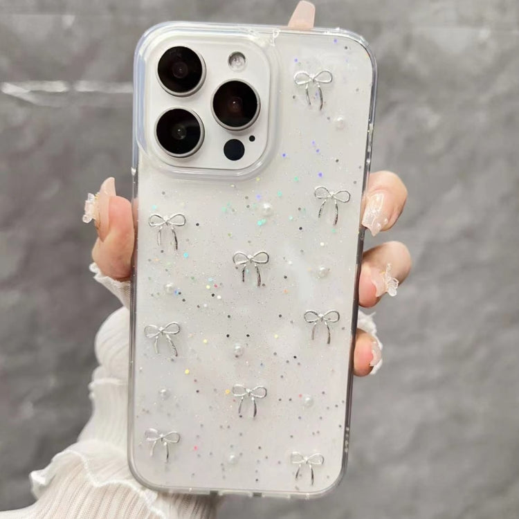 For iPhone 15 Pro Max Small Fresh Bow TPU Phone Case(Silver Bow) - HoMEdemic™ 