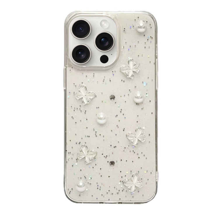 For iPhone 15 Pro Max Glitter Pearl Butterfly TPU Phone Case(Pearl Butterfly) - HoMEdemic™ 
