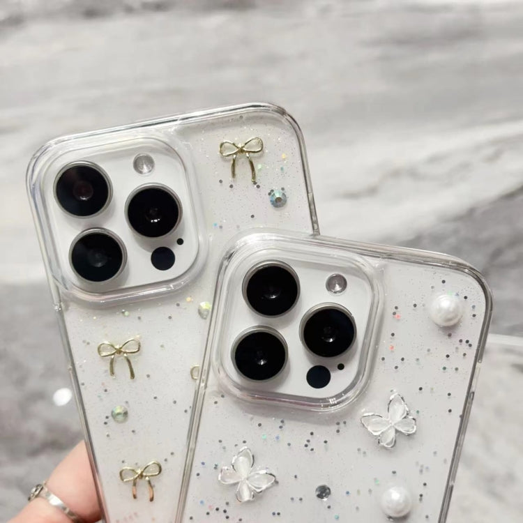 For iPhone 15 Pro Glitter Pearl Butterfly TPU Phone Case(Pearl Butterfly) - HoMEdemic™ 