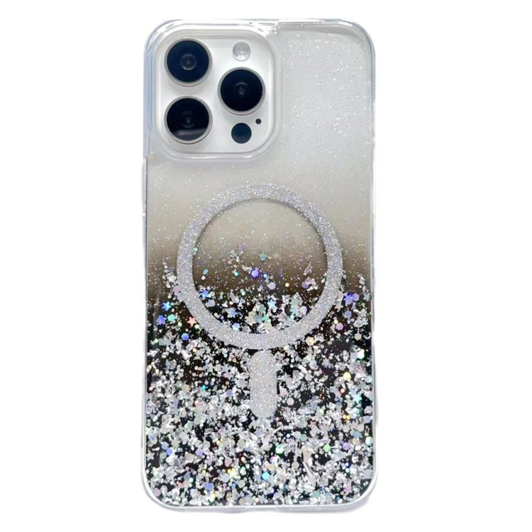 For iPhone 15 Pro Gradient Glitter MagSafe PC Hybrid TPU Phone Case(Gradient Black) - HoMEdemic™ 