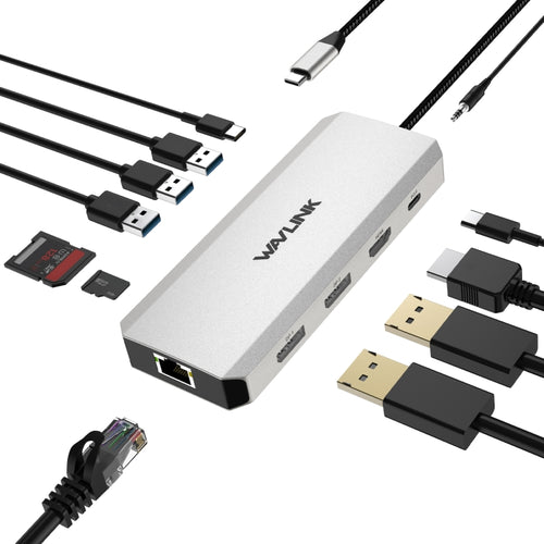 WAVLINK UMD306 12 in 1 Dual 8K Triple Monitor Multiport Adapter - HoMEdemic™ 