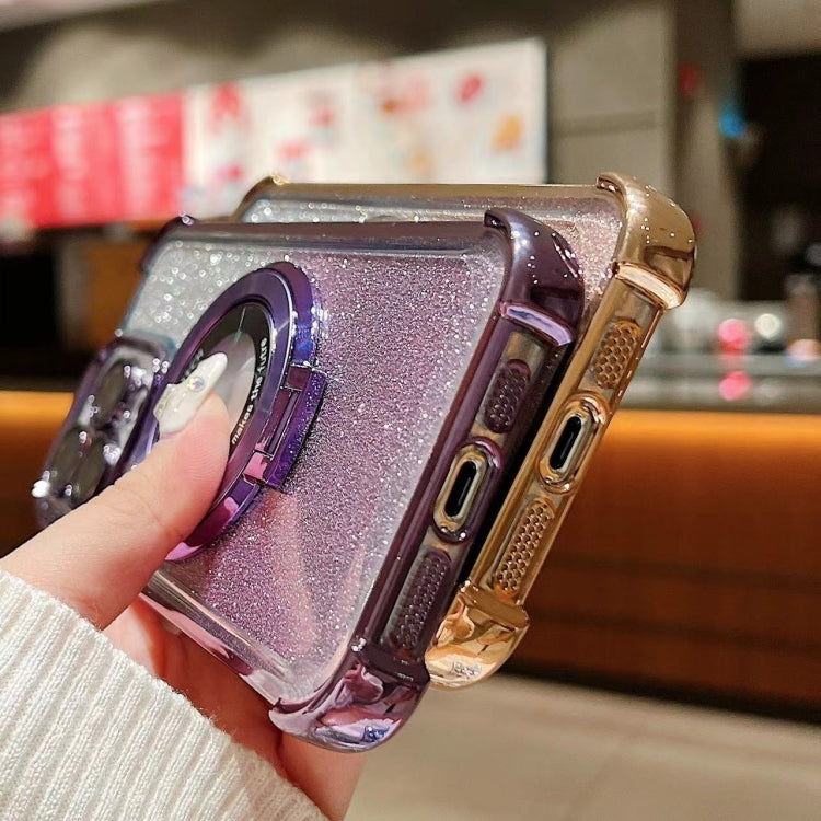 For iPhone 15 Pro Max Invisible Holder Gradient Glitter Magsafe Phone Case(Dark Night Purple) - HoMEdemic™ 