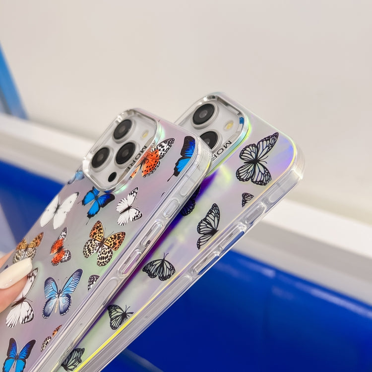 For iPhone 15 Pro Electroplating Laser Butterfly Phone Case(Black Butterflies AB5) - HoMEdemic™ 