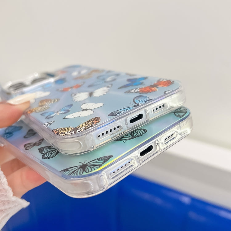 For iPhone 15 Pro Electroplating Laser Butterfly Phone Case(Blue Butterflies AB4) - HoMEdemic™ 