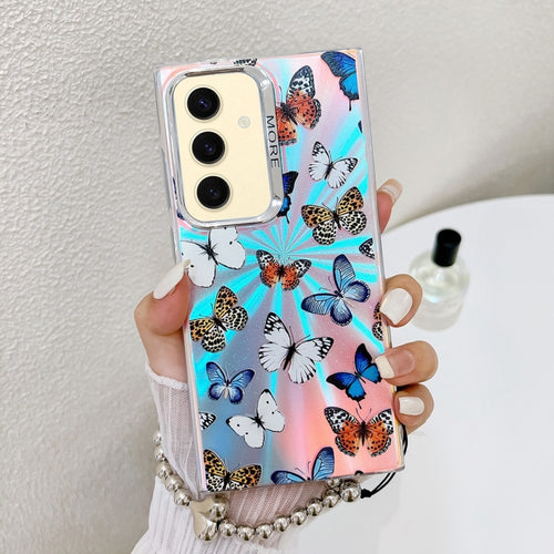 For Samsung Galaxy S24 5G Electroplating Laser Butterfly Phone Case with Wrist Strap(Color Butterflies AB1) - HoMEdemic™ 