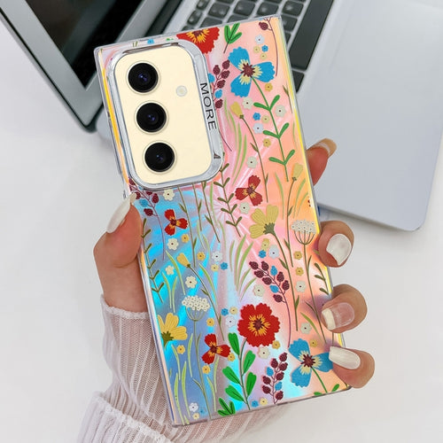 For Samsung Galaxy S24+ 5G Electroplating Laser Flower Texture TPU Phone Case(Flower AH6) - HoMEdemic™ 