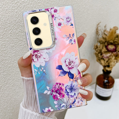 For Samsung Galaxy S24+ 5G Electroplating Laser Flower Texture TPU Phone Case(Peony AH11) - HoMEdemic™ 