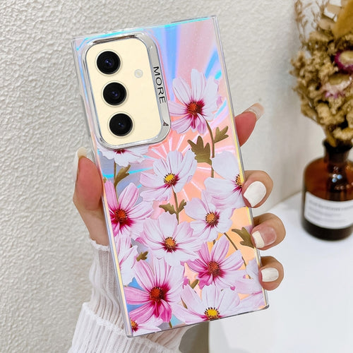 For Samsung Galaxy S24+ 5G Electroplating Laser Flower Texture TPU Phone Case(Cosmos Flower AH7) - HoMEdemic™ 