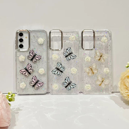 For Samsung Galaxy S24 5G Three-dimensional Butterfly Glitter TPU  Phone Case(Gold) - HoMEdemic™ 