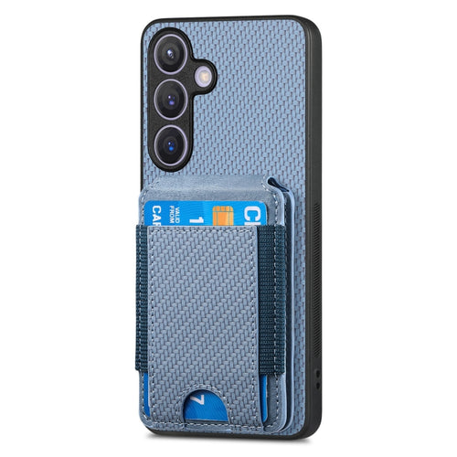 For Samsung Galaxy S24 5G Carbon Fiber Vertical Flip Wallet Stand Phone Case(Blue) - HoMEdemic™ 