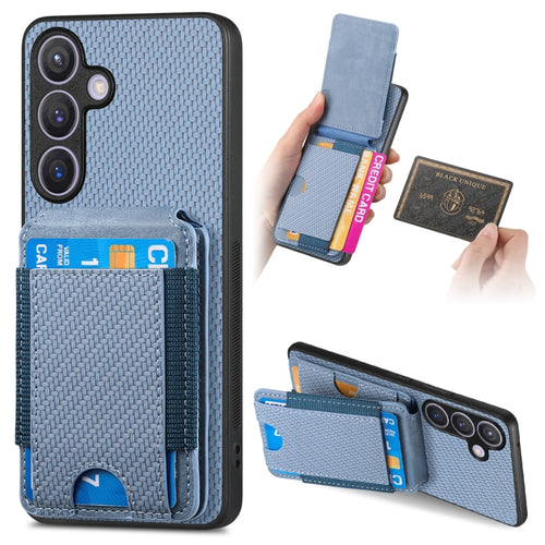 For Samsung Galaxy S24 5G Carbon Fiber Vertical Flip Wallet Stand Phone Case(Blue) - HoMEdemic™ 