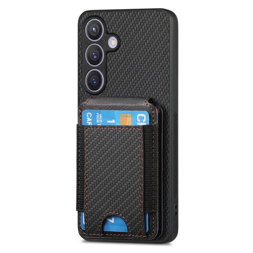 For Samsung Galaxy S24 5G Carbon Fiber Vertical Flip Wallet Stand Phone Case(Black) - HoMEdemic™ 