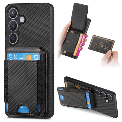 For Samsung Galaxy S24 5G Carbon Fiber Vertical Flip Wallet Stand Phone Case(Black) - HoMEdemic™ 