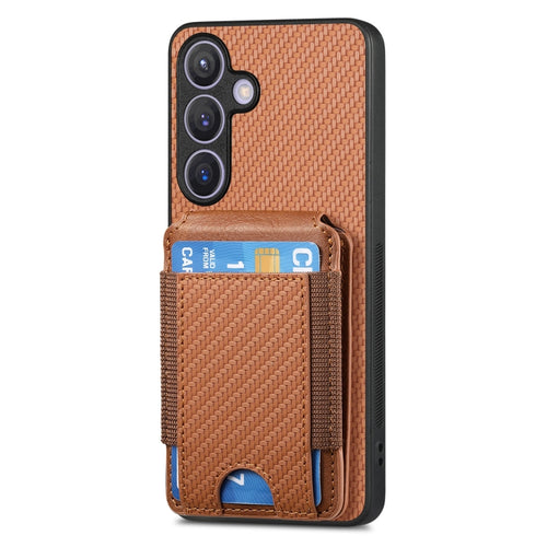 For Samsung Galaxy S24 5G Carbon Fiber Vertical Flip Wallet Stand Phone Case(Brown) - HoMEdemic™ 