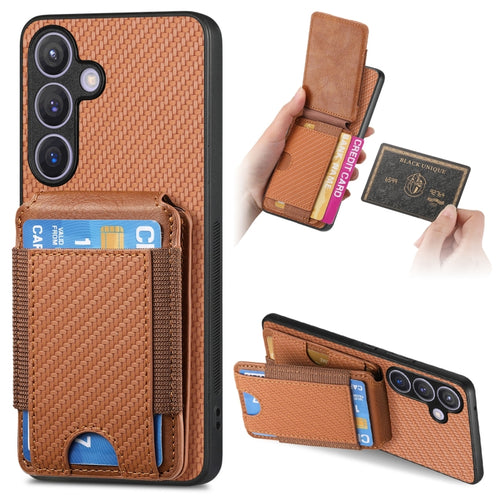 For Samsung Galaxy S24 5G Carbon Fiber Vertical Flip Wallet Stand Phone Case(Brown) - HoMEdemic™ 