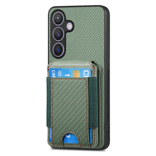 For Samsung Galaxy S24 5G Carbon Fiber Vertical Flip Wallet Stand Phone Case(Green) - HoMEdemic™ 