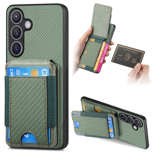 For Samsung Galaxy S24 5G Carbon Fiber Vertical Flip Wallet Stand Phone Case(Green) - HoMEdemic™ 