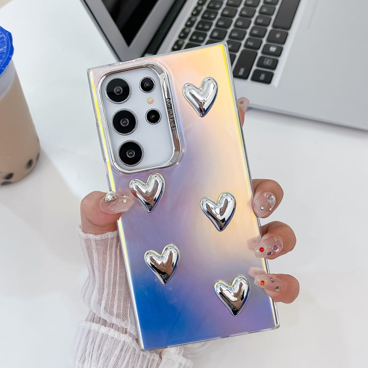 For Samsung Galaxy S24 Ultra 5G Electroplating 5-Heart Laser Texture TPU Phone Case(Water Ripples) - HoMEdemic™ 