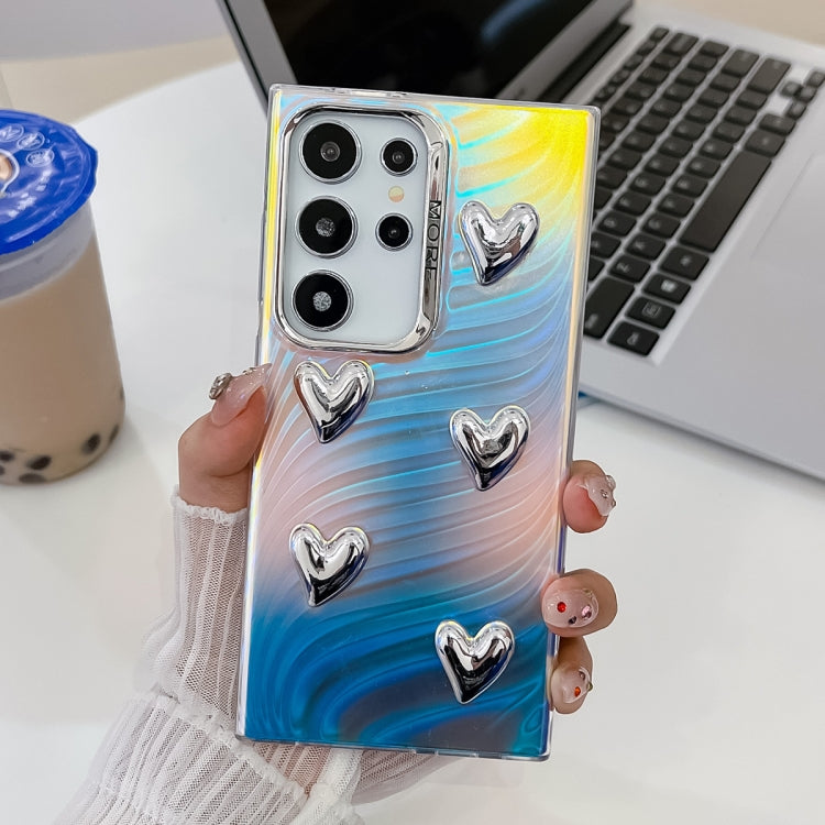 For Samsung Galaxy S24 Ultra 5G Electroplating 5-Heart Laser Texture TPU Phone Case(Running Water) - HoMEdemic™ 
