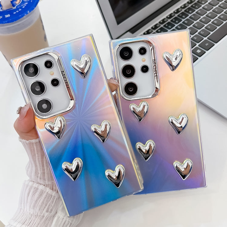 For Samsung Galaxy S24 Ultra 5G Electroplating 5-Heart Laser Texture TPU Phone Case(Running Water) - HoMEdemic™ 