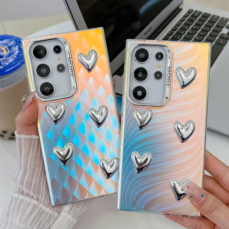 For Samsung Galaxy S24 Ultra 5G Electroplating 5-Heart Laser Texture TPU Phone Case(Running Water) - HoMEdemic™ 