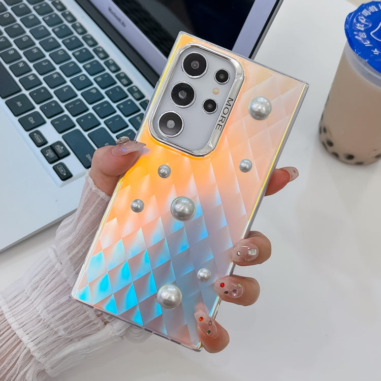 For Samsung Galaxy S24 Ultra 5G Electroplating Pearl Laser Texture TPU Phone Case(Plaid) - HoMEdemic™ 