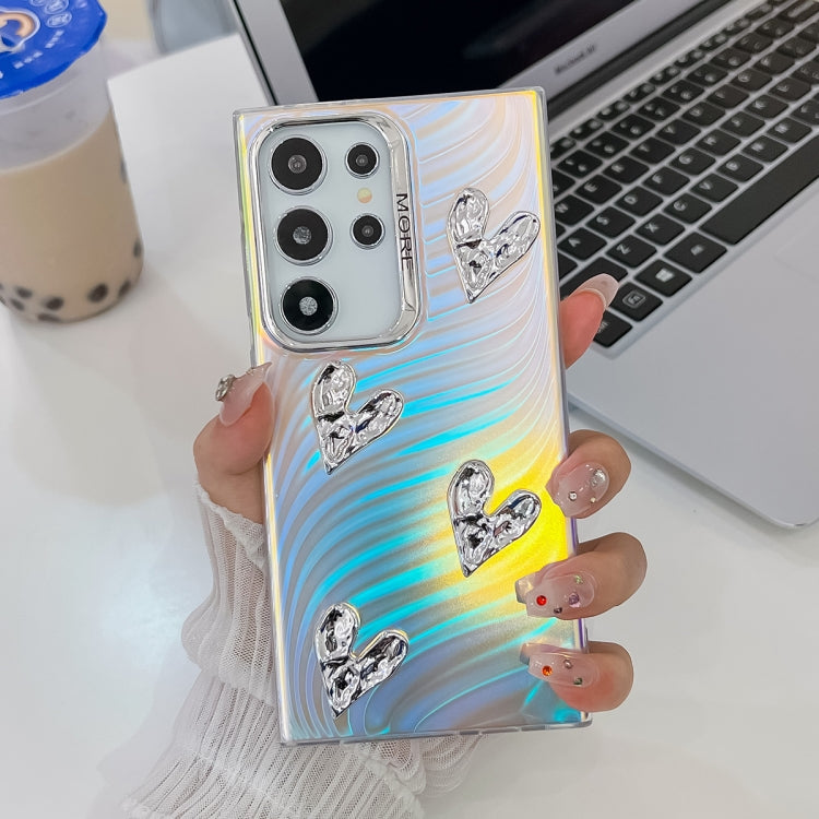 For Samsung Galaxy S24 Ultra 5G Electroplating 4-Heart Laser Texture TPU Phone Case(Water Ripples) - HoMEdemic™ 
