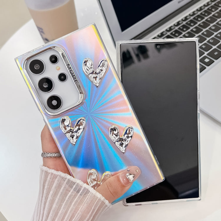 For Samsung Galaxy S24 Ultra 5G Electroplating 4-Heart Laser Texture TPU Phone Case(Water Ripples) - HoMEdemic™ 