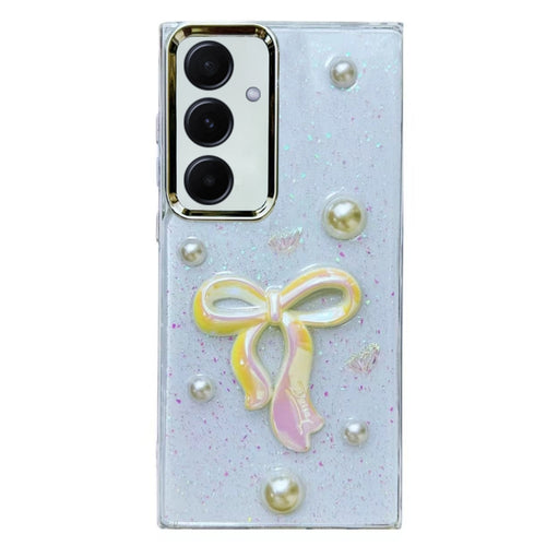 For Samsung Galaxy S24 5G Three-dimensional Bow Pearl Love Flower TPU  Phone Case(Pearl Bow) - HoMEdemic™ 