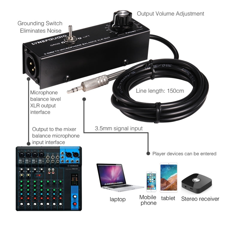 B012 Professional Stereo Signal Converted to Microphone Balanced Signal Output - HoMEdemic™ 