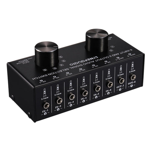 B027 6 input 2 output or 2 input 6 output audio signal source selection switcher 3.5mm interface - HoMEdemic™ 