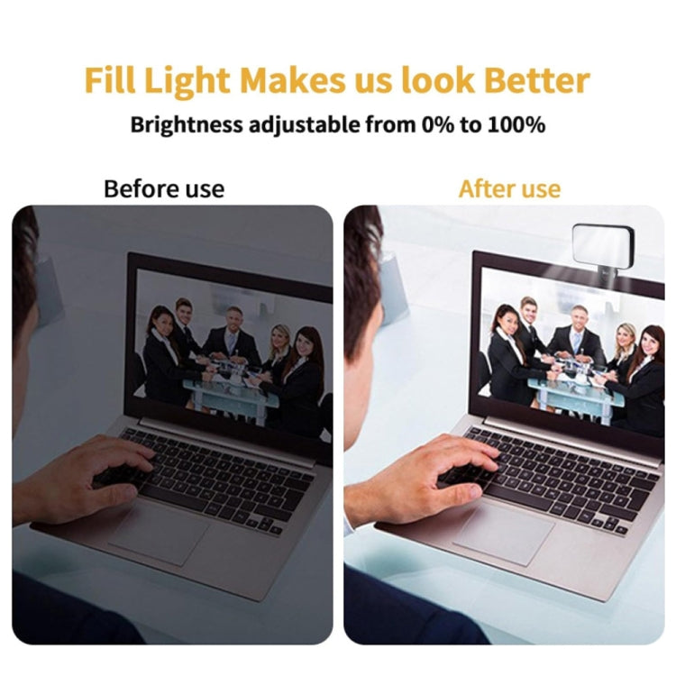 Selfie Fill Light Rechargeable 3 Color Temperature Clip On For Phone, Laptop, Tablet Meeting(Black) - HoMEdemic™ 