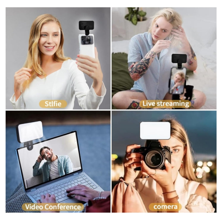 Selfie Fill Light Rechargeable 3 Color Temperature Clip On For Phone, Laptop, Tablet Meeting(Black) - HoMEdemic™ 