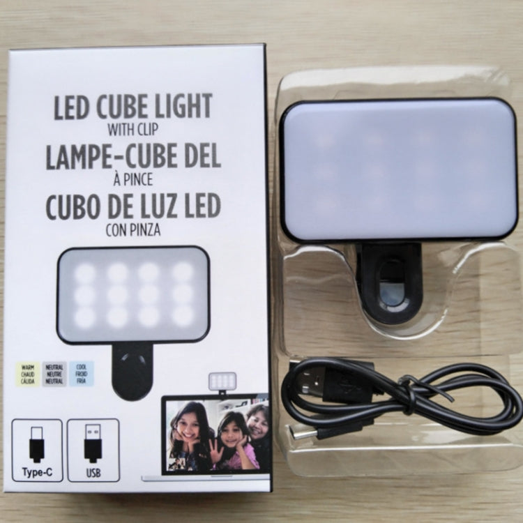 Selfie Fill Light Rechargeable 3 Color Temperature Clip On For Phone, Laptop, Tablet Meeting(Black) - HoMEdemic™ 