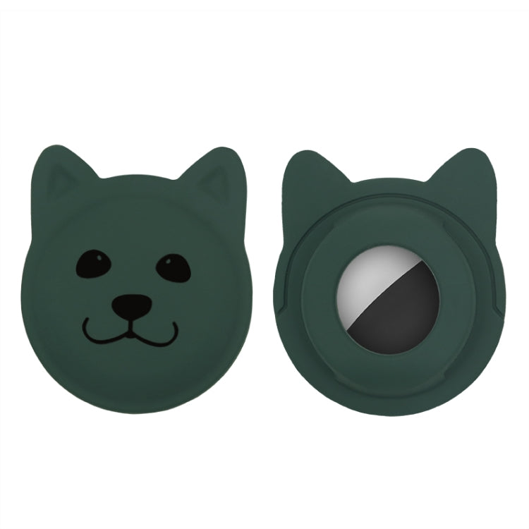 Serious Face Cute Cartoon Pet Collar Anti-lost Tracker Silicone Case For AirTag 2nd Gen / AirTag 1st Gen(Dark Green) - HoMEdemic™ 