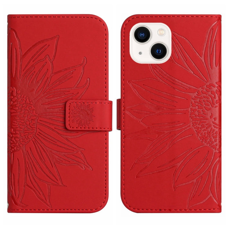Skin Feel Sun Flower Embossed Flip Leather Phone Case with Lanyard, For iPhone 15 - HoMEdemic™ 