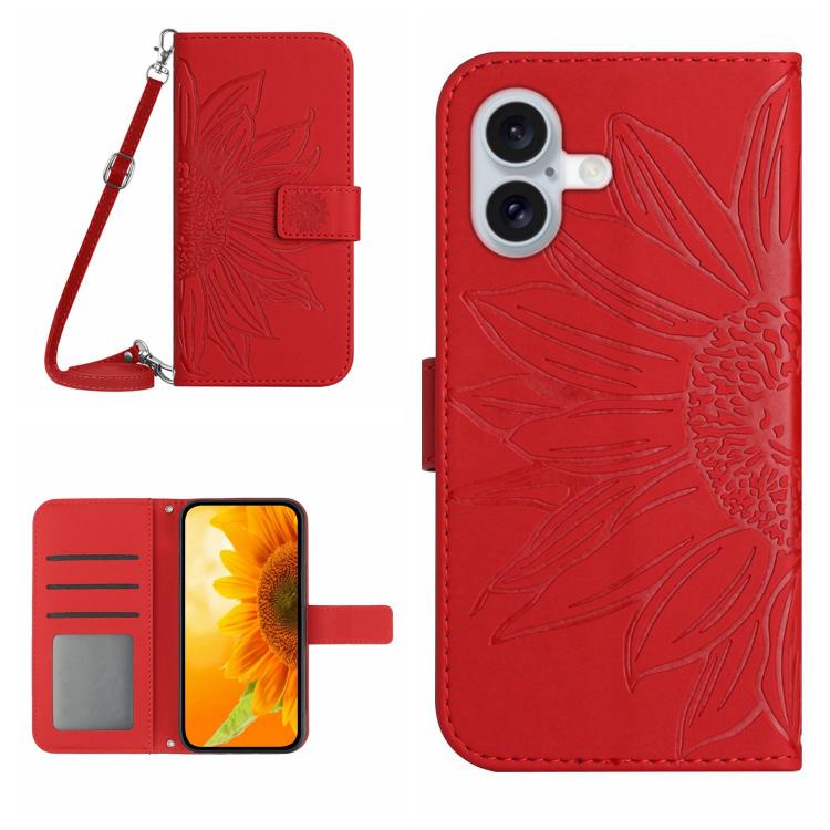 Skin Feel Sun Flower Embossed Flip Leather Phone Case with Lanyard, For iPhone 17 Pro, For iPhone 17 - HoMEdemic™ 