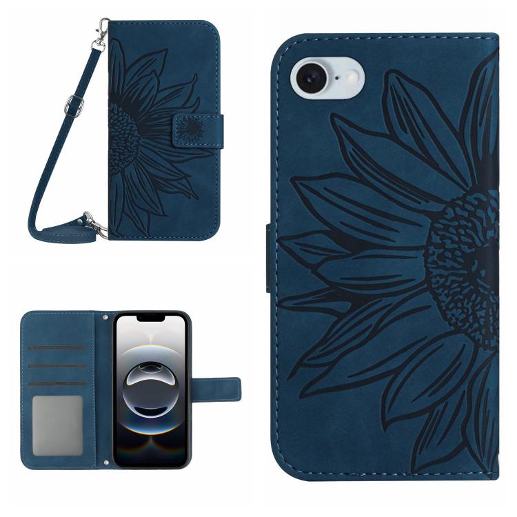 Skin Feel Sun Flower Embossed Flip Leather Phone Case with Lanyard, For iPhone 17e / 16e, For iPhone 17 Pro Max - HoMEdemic™ 