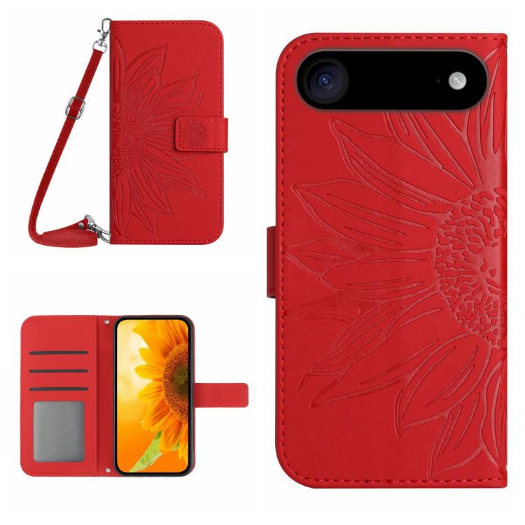 Skin Feel Sun Flower Embossed Flip Leather Phone Case with Lanyard, For iPhone Air, For iPhone 16 Pro Max - HoMEdemic™ 